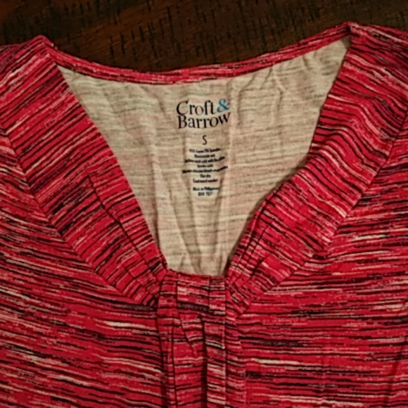 Croft and Barrow pink, black and white top S - Picture 3 of 4